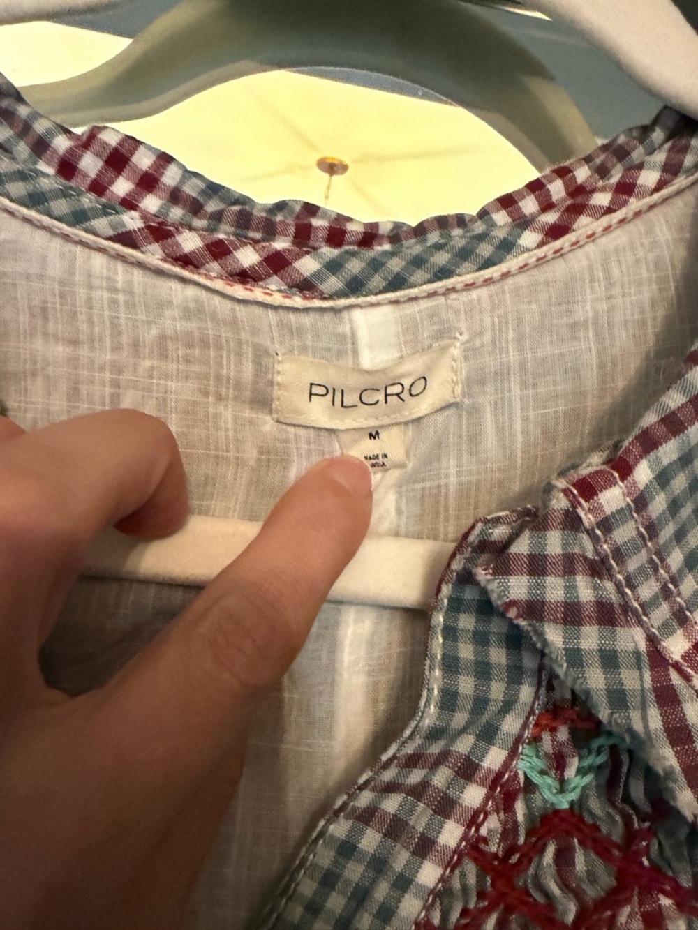 Pilcro Red, Blue and White Checked Ruffle Blouse - Picture 2 of 2